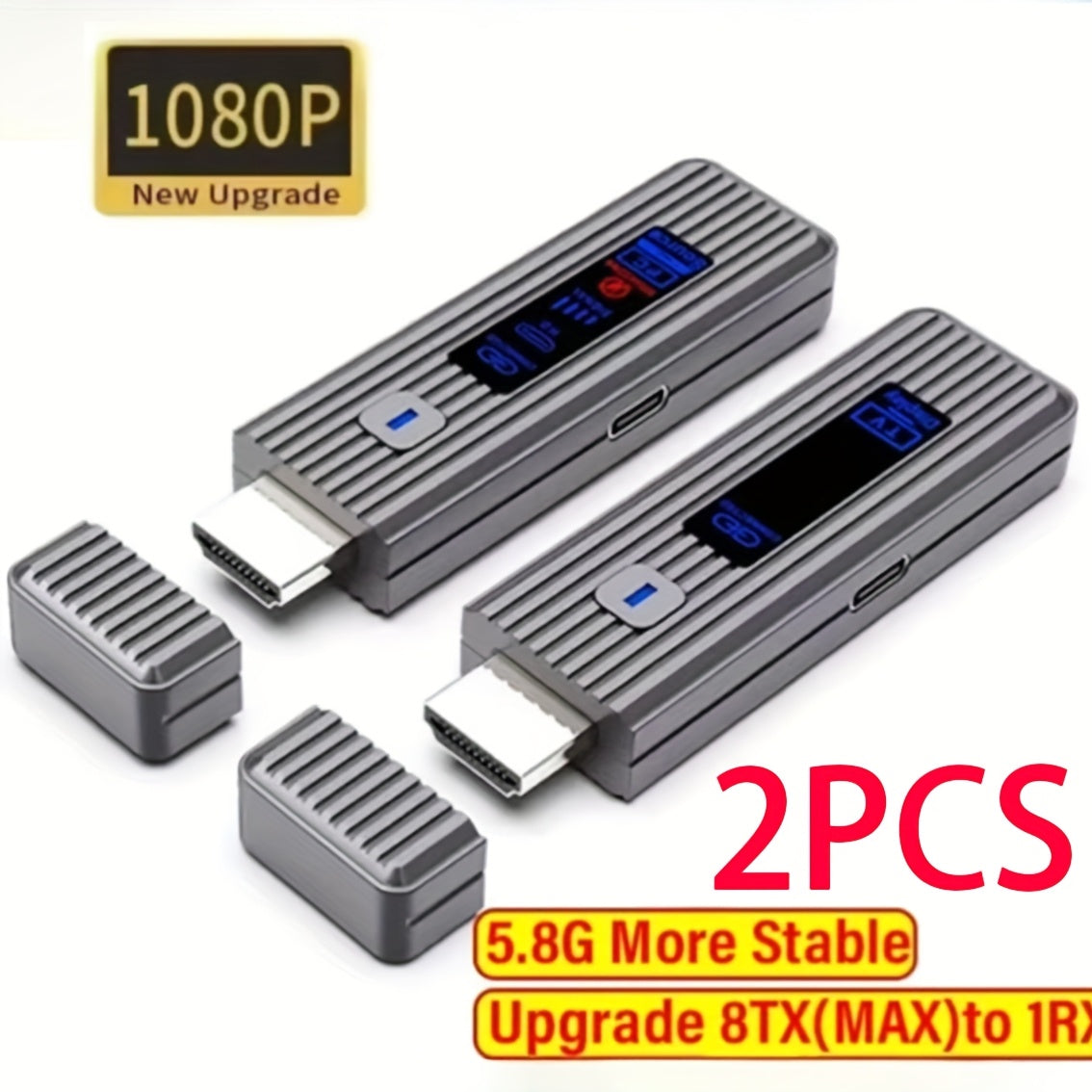 Transmisor y receptor inalámbricos compatibles con HDTV 1080P para decodificar 4K, entrada 1080P, salida 50M, 8 transmisores a 1 receptor, kit de extensión de pantalla para TV Stick Dongle, cámaras, portátiles, PC, proyectores y monitores, plug and play,