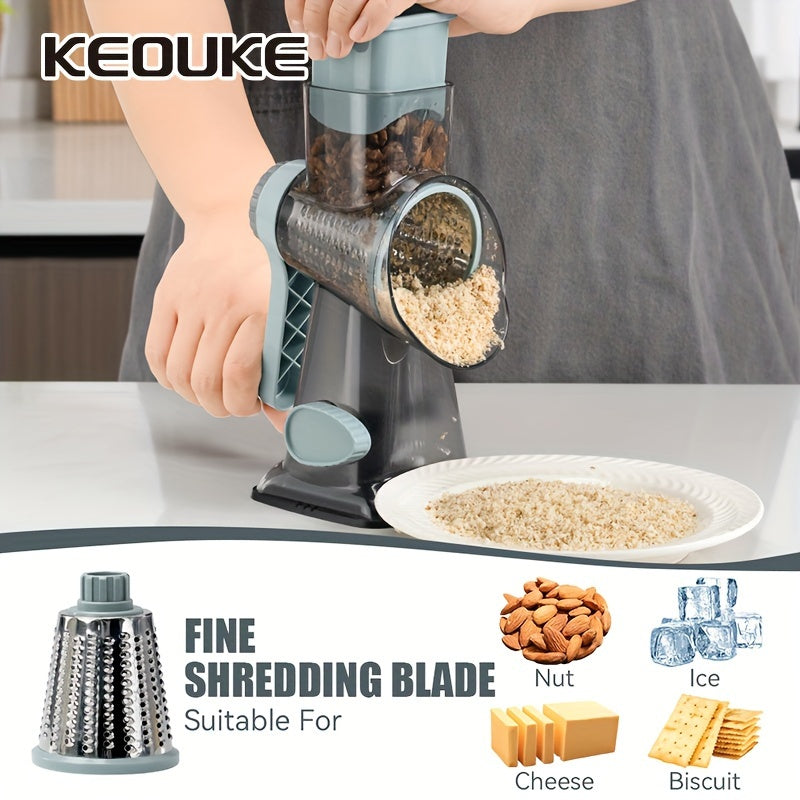KEOUKE Rallador multiusos para queso y verduras con recipiente - Plástico duradero, superficie de rallado afilada, ideal para uso en cocina, ralla el queso perfectamente para desayuno, brunch y más.