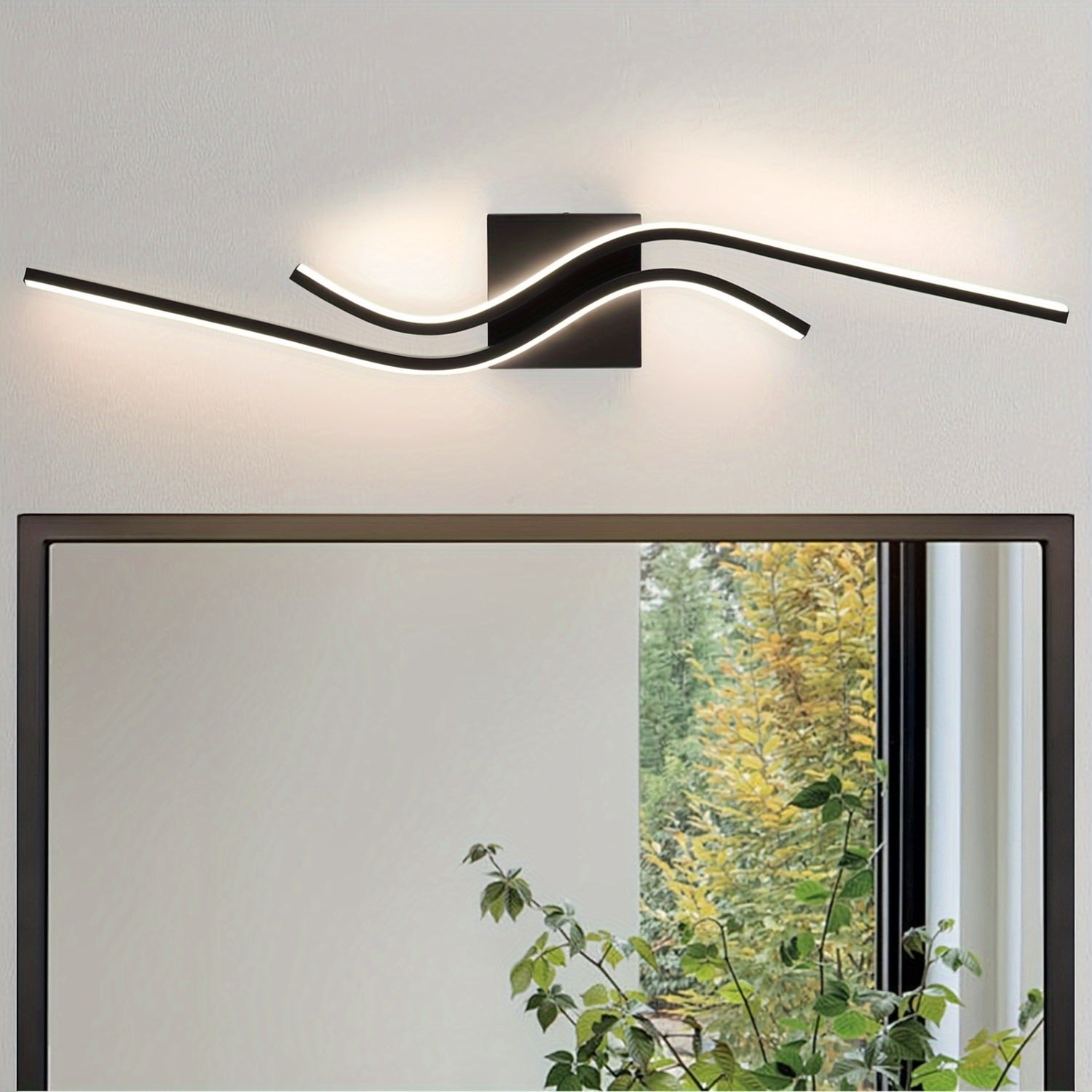 Luz de tocador LED moderna, 3 colores ajustables, montaje semienterrado negro para baño, dormitorio, sala de estar, cocina - Sombrilla de acrílico, cableado, 110V-240V, hardware de instalación incluido, luz de tocador para baño, ideal para Navidad