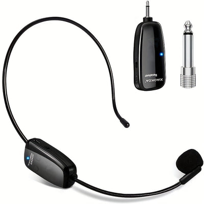 Auriculares con Micrófono Inalámbrico Recargable - Micrófono de Mano 2-en-1 con Receptor UHF para Sistemas de PA, Ideal para Discursos Públicos y Enseñanza, Carga USB Tipo-C