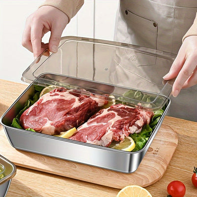Juego de Contenedores para Alimentos de Acero Inoxidable - Herméticos, Libres de BPA, Apto para Microondas y Nevera, Resistente a Roturas, Organizador Rectangular Multiusos para Cocina y Despensa