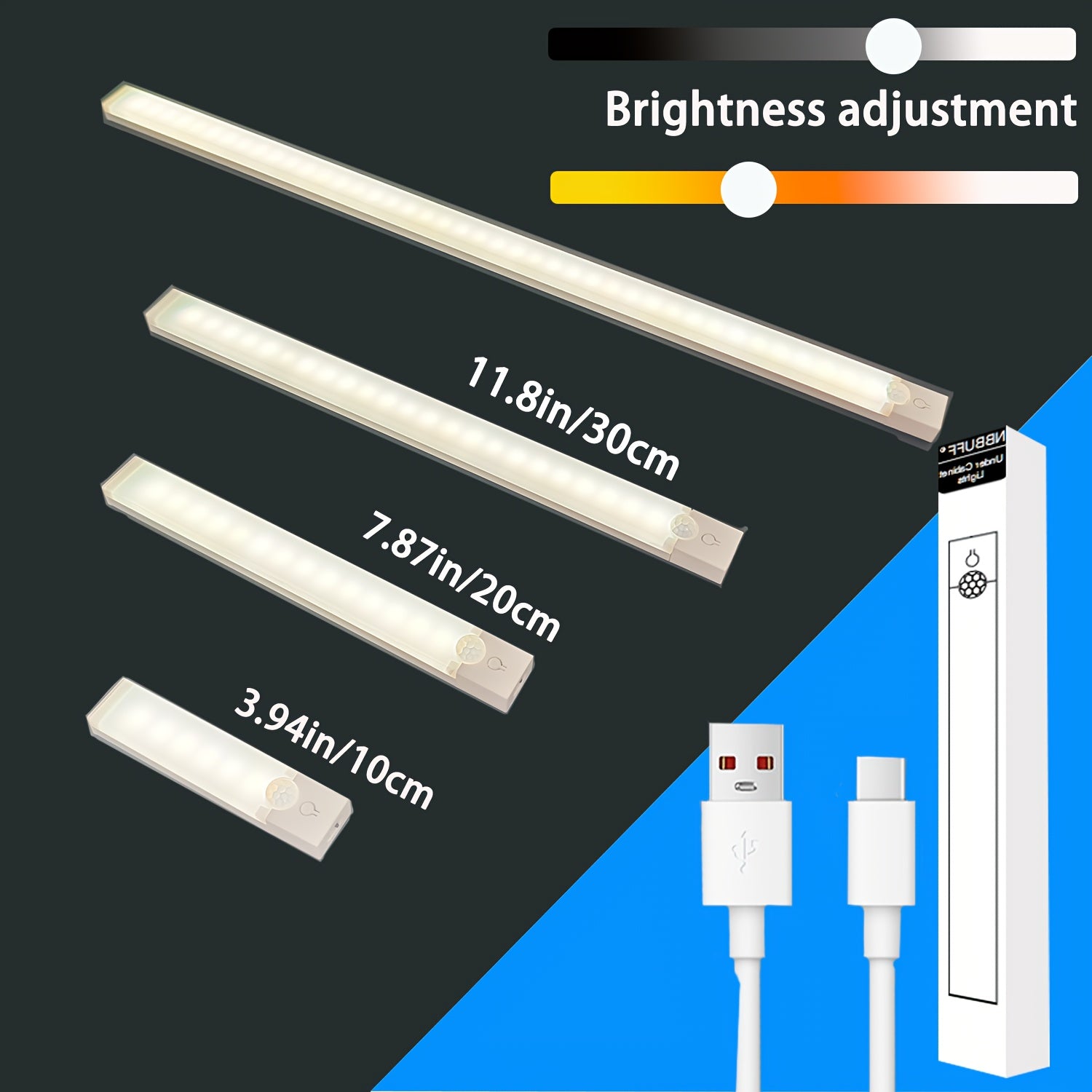 Linterna LED con Sensor de Movimiento NBBUFF - 3 Temperaturas de Color (2700K-6500K), Atenuación Infinita, Recargable USB, Detección Panorámica 360° para Armario, Dormitorio, Escaleras, Sala de Música - Encendido/Apagado Automático, Iluminación Hogareña,