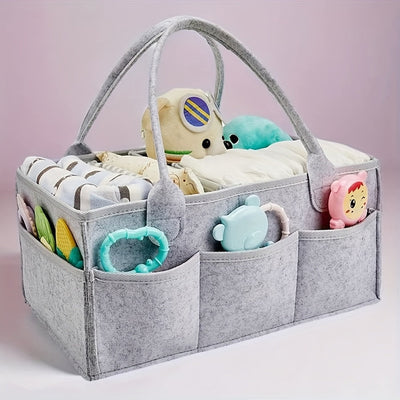 Canasta de Almacenamiento Portátil de Fieltro - Organizador para Pañales de Bebé (1 pieza), Organizador Portátil para Coche y Cambiador, Bolsa de Almacenamiento para Bajo la Cama