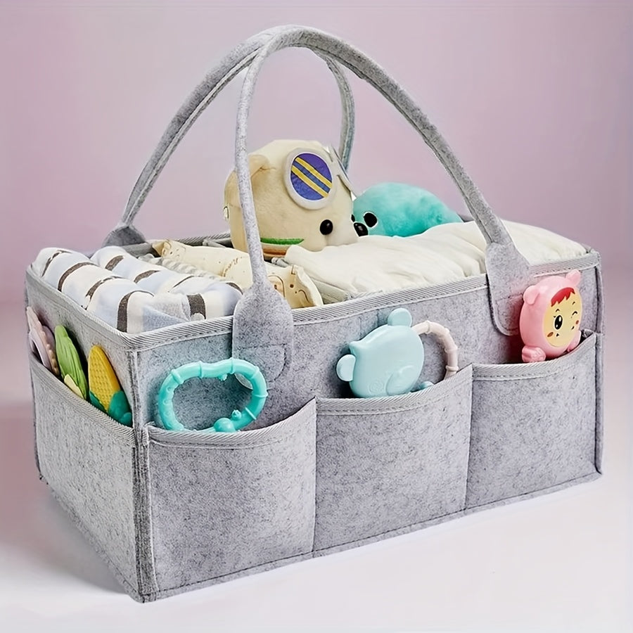 Canasta de Almacenamiento Portátil de Fieltro - Organizador para Pañales de Bebé (1 pieza), Organizador Portátil para Coche y Cambiador, Bolsa de Almacenamiento para Bajo la Cama