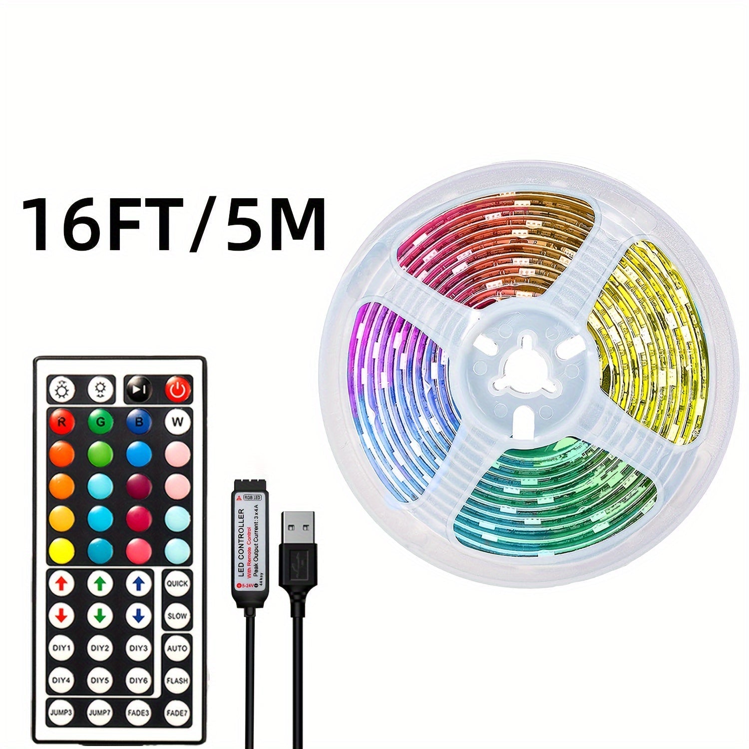 Luz de cinta LED de 4,88 a 30,48 pies con control remoto infrarrojo, cortable y flexible, color y velocidad de flash ajustables, 6 modos DIY, fácil de instalar, para dormitorio, techo, fiestas y luces de ambiente navideño, luces LED controladas por remot