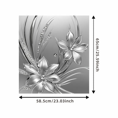 1 pieza de metal plateado con relieve de flores 2D, cubierta magnética para puerta de lavavajillas, decoración con imán, imán de flores de metal plateado, imán plateado, adecuado para decoración de pintura de cubierta de puerta de lavavajillas, póster de