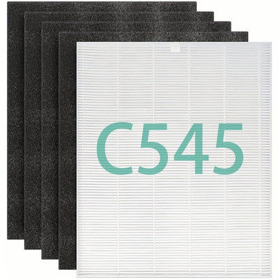 5pcs// C545 H13 Filtro de Repuesto True HEPA S Compatible con el Purificador de Aire Winix C545, Reemplaza el Filtro Winix S// Filtro de Repuesto 115115 A para Winix PlasmaWave 5300, 6300, C535, 5300-2, 6300-2, P300, AM90, 9000, 5000, 5000B, C909 9800 Pu