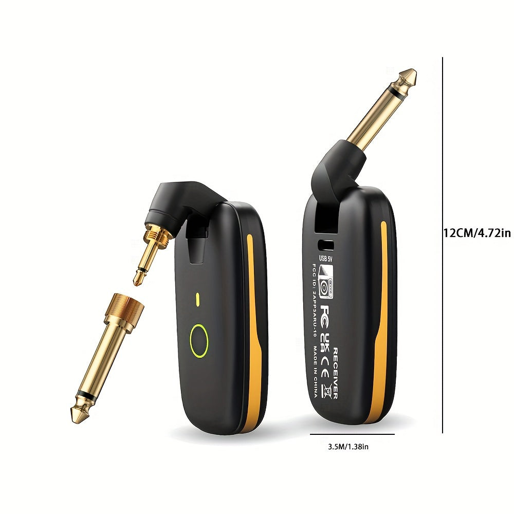 [Sistema Inalámbrico UHF para Guitarra] Sistema de Guitarra Inalámbrica UHF AROMA - Transmisor y Receptor a Pilas para Guitarras Eléctricas y de Bajo - Negro