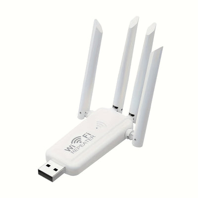 Repetidor inalámbrico USB con 4 antenas Ourlife - Antena dual, extensor de señal de largo alcance para uso doméstico, alimentado por USB, no requiere batería, fácil instalación, modo de alimentación USB, tensión de funcionamiento ≤36V