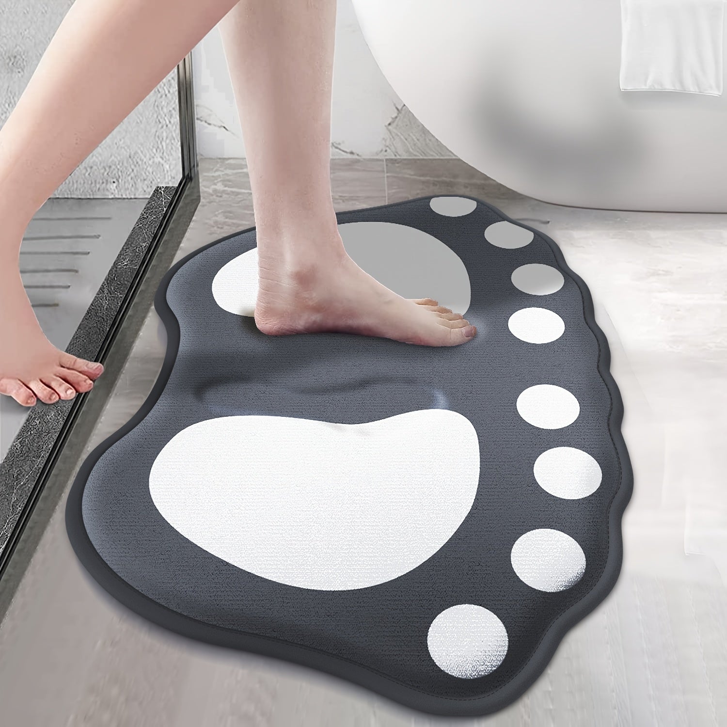 Alfombra antideslizante para baño, forma irregular gruesa, felpa suave, solo lavado a mano, diseño de dibujos animados, pelo bajo, poliéster, respaldo de PVC, decoración para baño del hogar