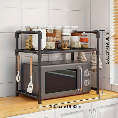 Soporte de microondas de mostrador sin necesidad de electricidad, estantería de plástico de 50,5 cm, organizador de almacenamiento abierto para horno, diseño ahorrador de espacio