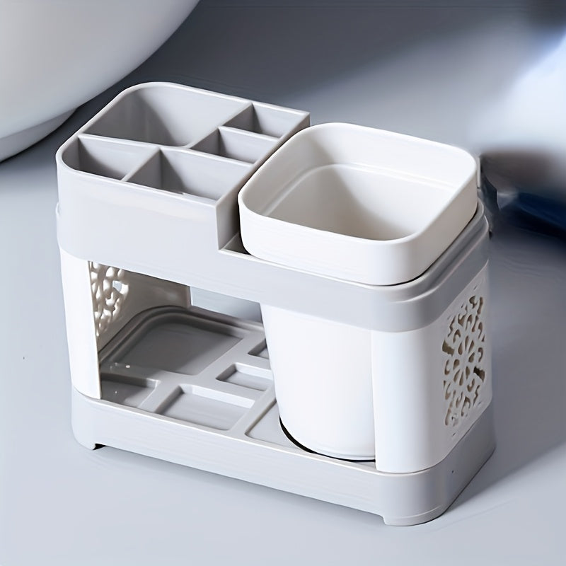 Juego de Portacepillos y Portapasta de Dientes con Diseño Chic y Drenaje - Ideal para la Organización del Baño, Decoración del Hogar