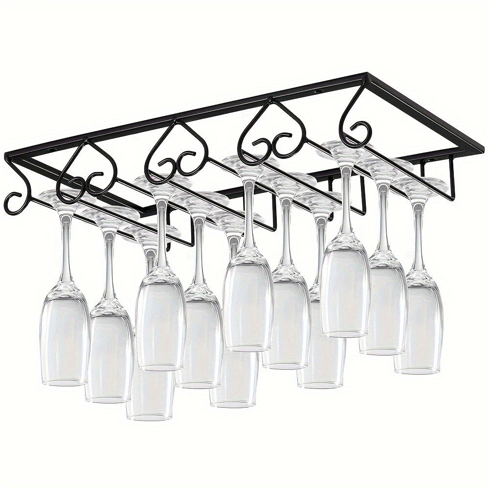 Estante de Vino de Metal de 4 Niveles que Ahorra Espacio - Soporte Duradero para Copas Debajo del Armario y Almacenamiento con Drenaje, Perfecto para Cocinas y Bares