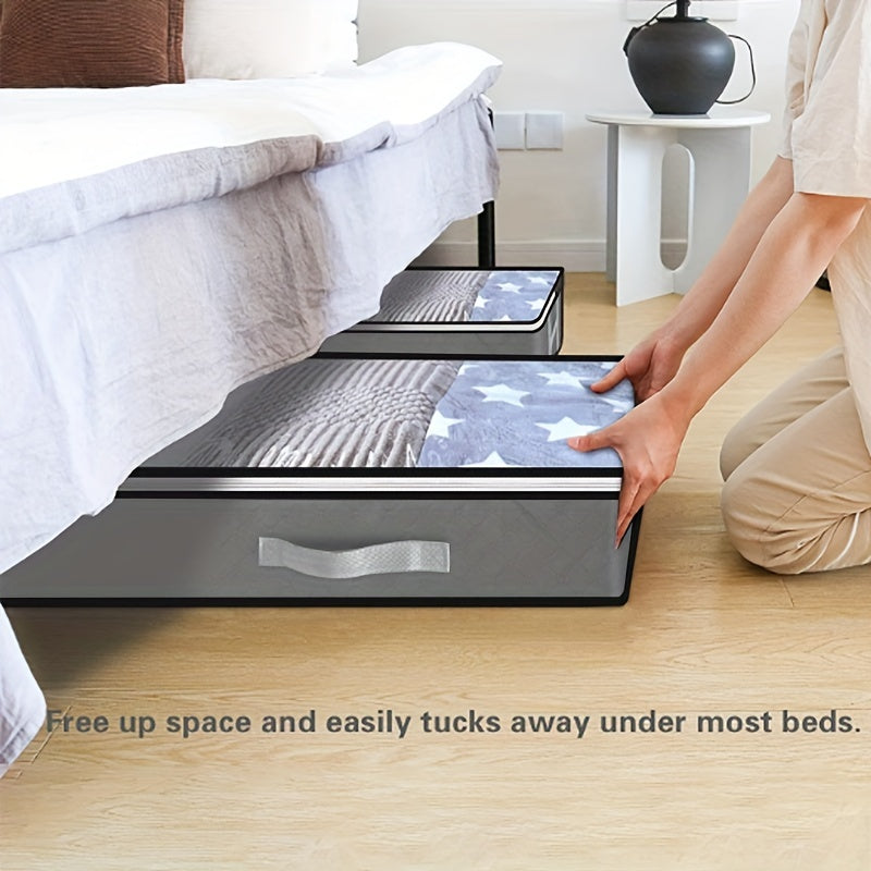 Caja de almacenamiento para debajo de la cama con tapa abatible - Organizador de tela no tejida resistente para cobijas, ropa y ropa de cama | Contenedor multiusos ahorrador de espacio, diseño contemporáneo, organizadores y almacenamiento para dormitorio
