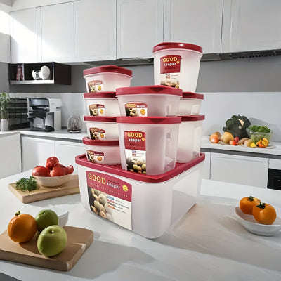 Juego de 10 Recipientes para Almacenar Comida. Ideales para Preparación de Comidas y Residuos, Caja de Conservación para Nevera. A Prueba de Fugas, Seguros en Microondas y Lavavajillas