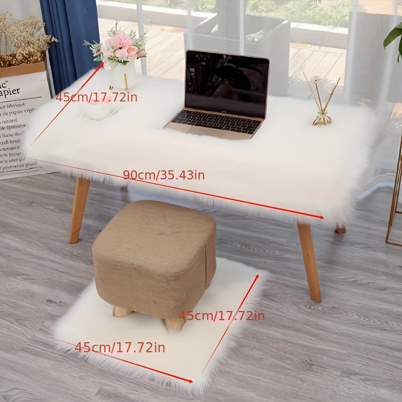 1pieza Alfombra de Piel de Oveja Artificial Suave, Moderna Mesa de Comedor y Escritorio de Pelo Falso Acogedor, Material Lavable de Acrílico y Poliéster, Lavar a Máquina, Forro de Ante, Alfombra de Cojín Decorativa de Navidad