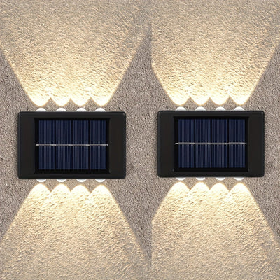 4 o 6 luces solares para pared, 8 LED, iluminación decorativa para jardín, patio o villa, montaje semiempotrado, material plástico, carga solar, batería de níquel de 600 mAh, sin control remoto, incluye hardware de instalación