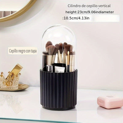 Organizador de Maquillaje Giratorio 360° con Tapa Transparente - Caja de Almacenamiento Espaciosa, Base Estable para Hogar, Salón o Oficina - Construcción Duradera en Plástico, Elegante Diseño, Robusta y Ideal para Aficionados del Belleza