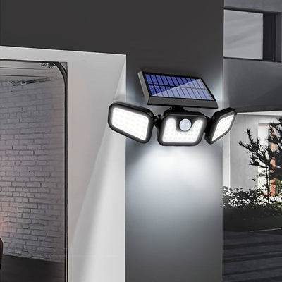 1 pza., LED Solar Tres Cabezas Divididas Luz de Pared para Exteriores, Lámpara de Pared de Iluminación de Inducción para Patio al Aire Libre, Luz de Emergencia