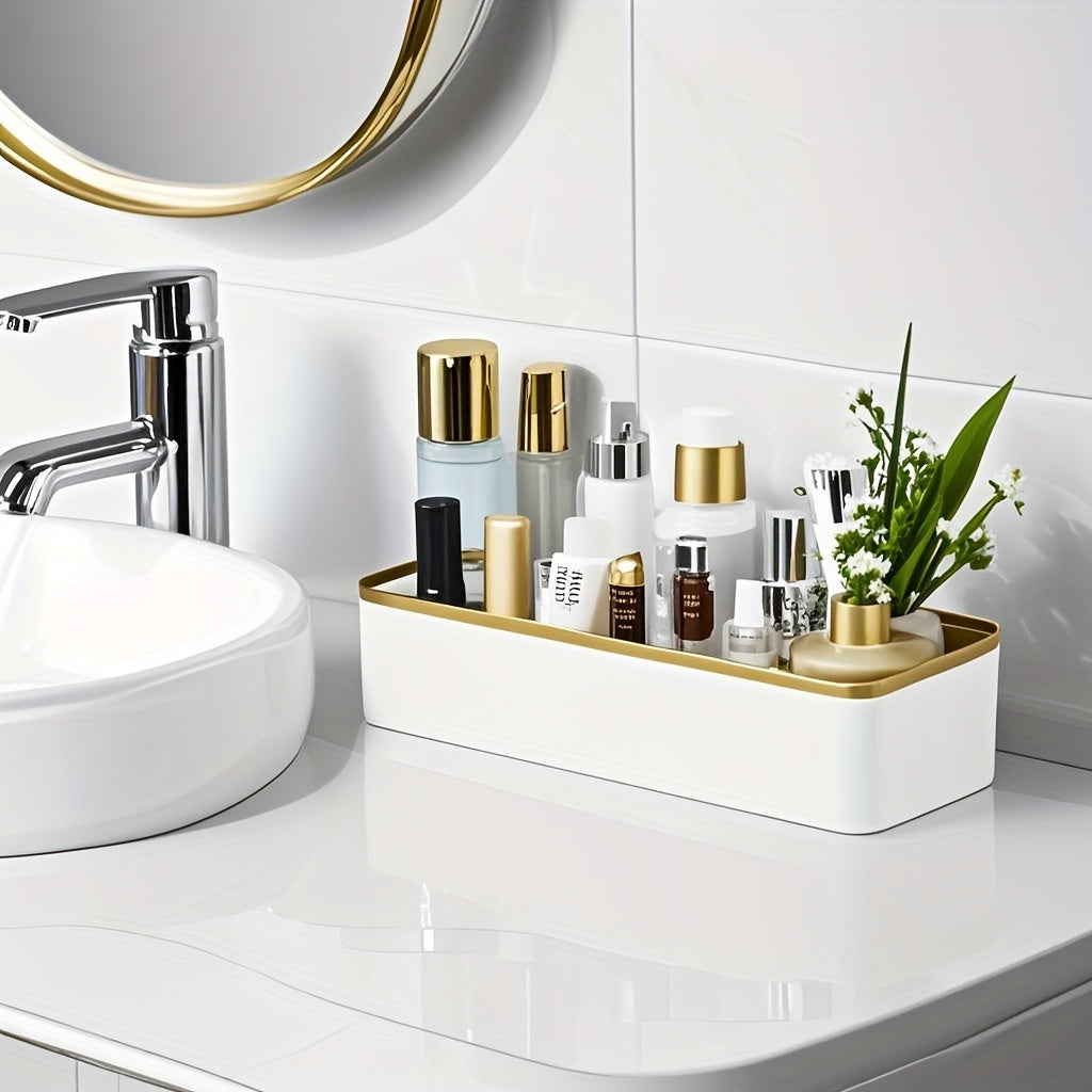 1 estante de baño montado en la pared, sin perforaciones, para almacenamiento de cosméticos de lujo, organizador de plástico para encima del tapete del inodoro, ideal para accesorios de baño, cubierta del tapete del inodoro, decoración de baño.