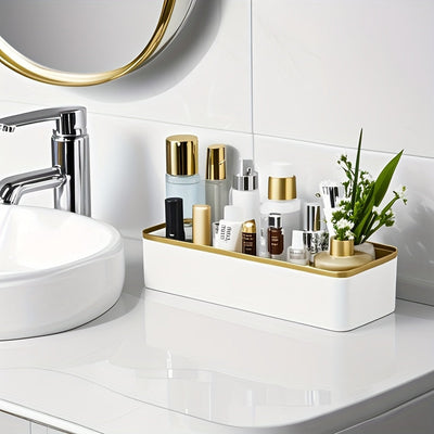 1 estante de baño montado en la pared, sin perforaciones, para almacenamiento de cosméticos de lujo, organizador de plástico para encima del tapete del inodoro, ideal para accesorios de baño, cubierta del tapete del inodoro, decoración de baño.