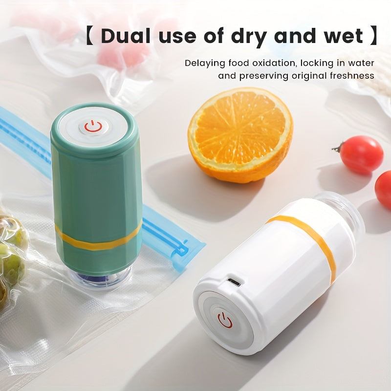 Mini sellador de vacío portátil - Carga USB recargable, carga rápida, doble uso para almacenamiento seco y húmedo, ideal para la conservación de alimentos, hogar, viajes y uso al aire libre, esenciales de viaje | Máquina de sellado compacta | Construcció
