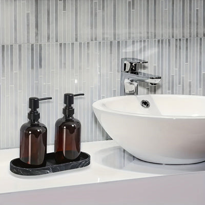 Bandeja de tocador elegante negra de silicón, organizador multifuncional para baño, ideal para exhibir artículos de aseo, perfumes y joyería, con diseños artísticos, accesorio para lavabo, construcción en silicón, decoración y accesorios para baño, bande