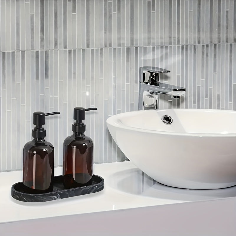Bandeja de tocador elegante negra de silicón, organizador multifuncional para baño, ideal para exhibir artículos de aseo, perfumes y joyería, con diseños artísticos, accesorio para lavabo, construcción en silicón, decoración y accesorios para baño, bande