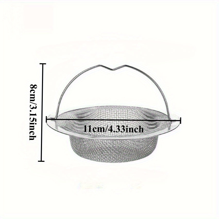 1 pieza, Cernidor de fregadero de acero inoxidable con asa, resistente a la herrumbre, filtro de malla antiatascos para fregaderos de cocina y baño, evita con facilidad los atascos, ideal para drenar restos de verduras y frutas, incluye acero inoxidable
