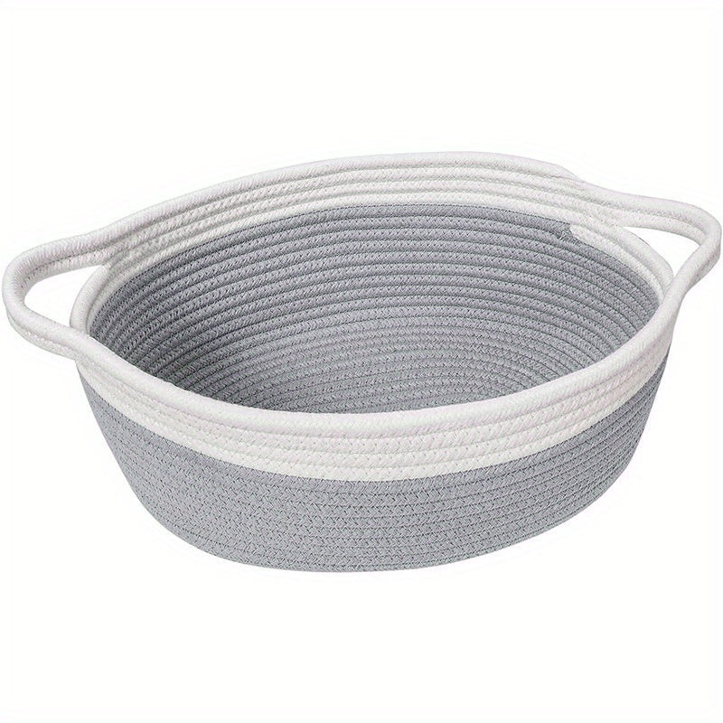 Canasta de Almacenamiento Tejida a Mano con Cuerda de Algodón de Amazon - Organizador Moderno de Gran Capacidad para Juguetes, Mantas, Ropa Sucia - Canasta Decorativa Blanca Personalizable DIY, Diseño Robusto con Asas