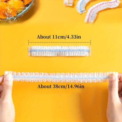 300-Pack de envoltura de alimentos transparente y elástica, película de plástico multiusos para cocina con cuchilla dentada, cubiertas de plato sin olor para el hogar, restaurante, picnic - a prueba de polvo, se adapta a todos los tamaños de plato, sin r