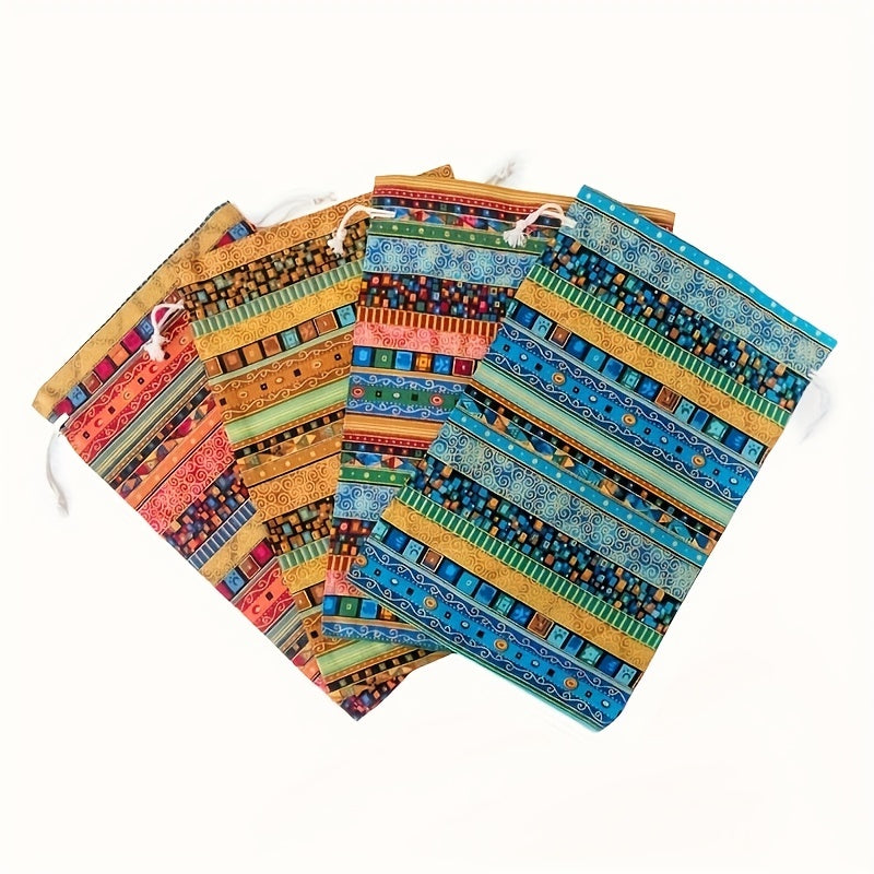 Bolsa de Regalo con Estampado Egipcio y Cordón Ajustable - Tamaños Variados en Colores Vibrantes, Tejido Duradero para Almacenamiento de Joyas, Regalos de Navidad, Detalles de Fiesta y Decoración del Hogar, Bolsa de Almacenamiento de Regalos | Accesorio