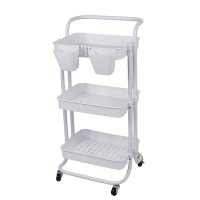 Carrito organizador rodante de 3 o 4 niveles con ruedas, estructura resistente de plástico y metal, acabado negro, organizador móvil para cocina, baño o lavandería, carrito multiusos que ahorra espacio, solución de almacenamiento elegante, contenedores d