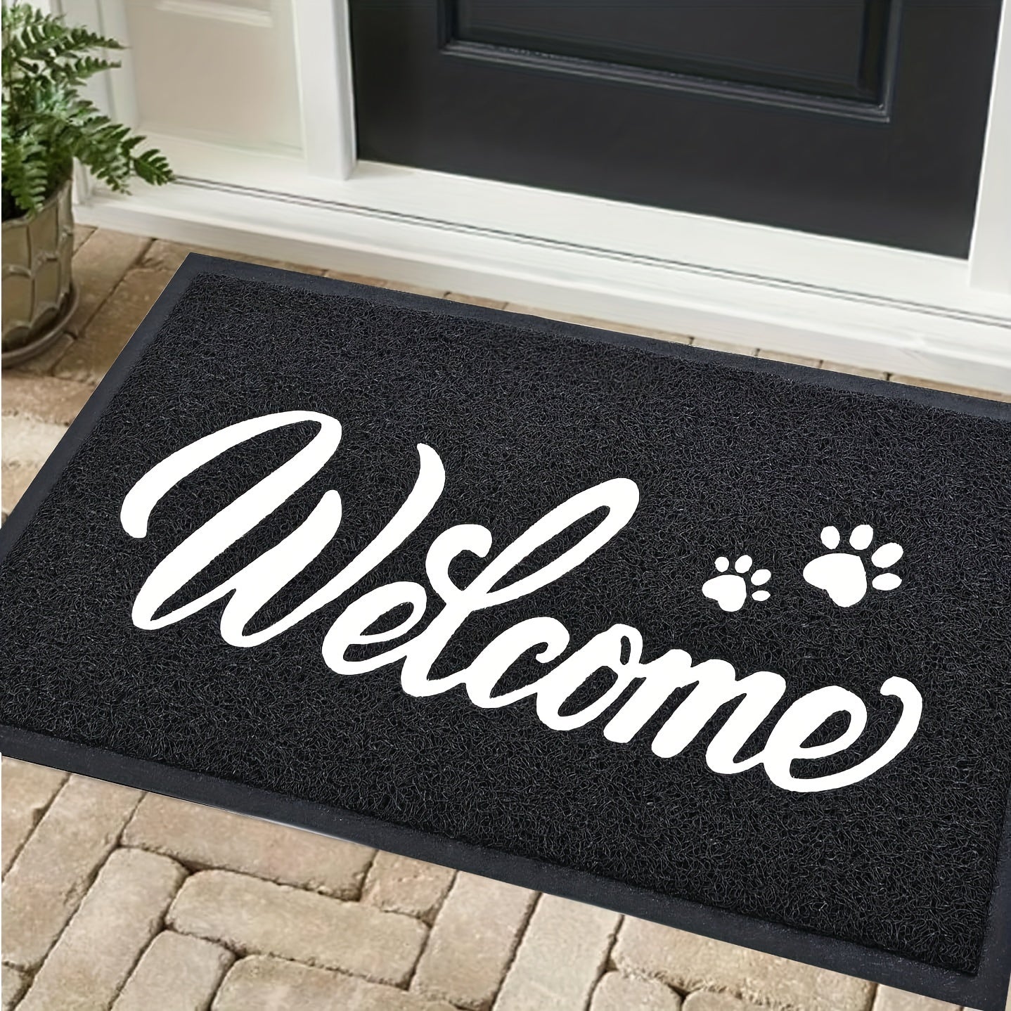 Alfombra de Bienvenida para Puerta, Antideslizante y Resistente para Exteriores e Interiores, Alfombra para Entrada Principal, Fácil de Limpiar, Negra