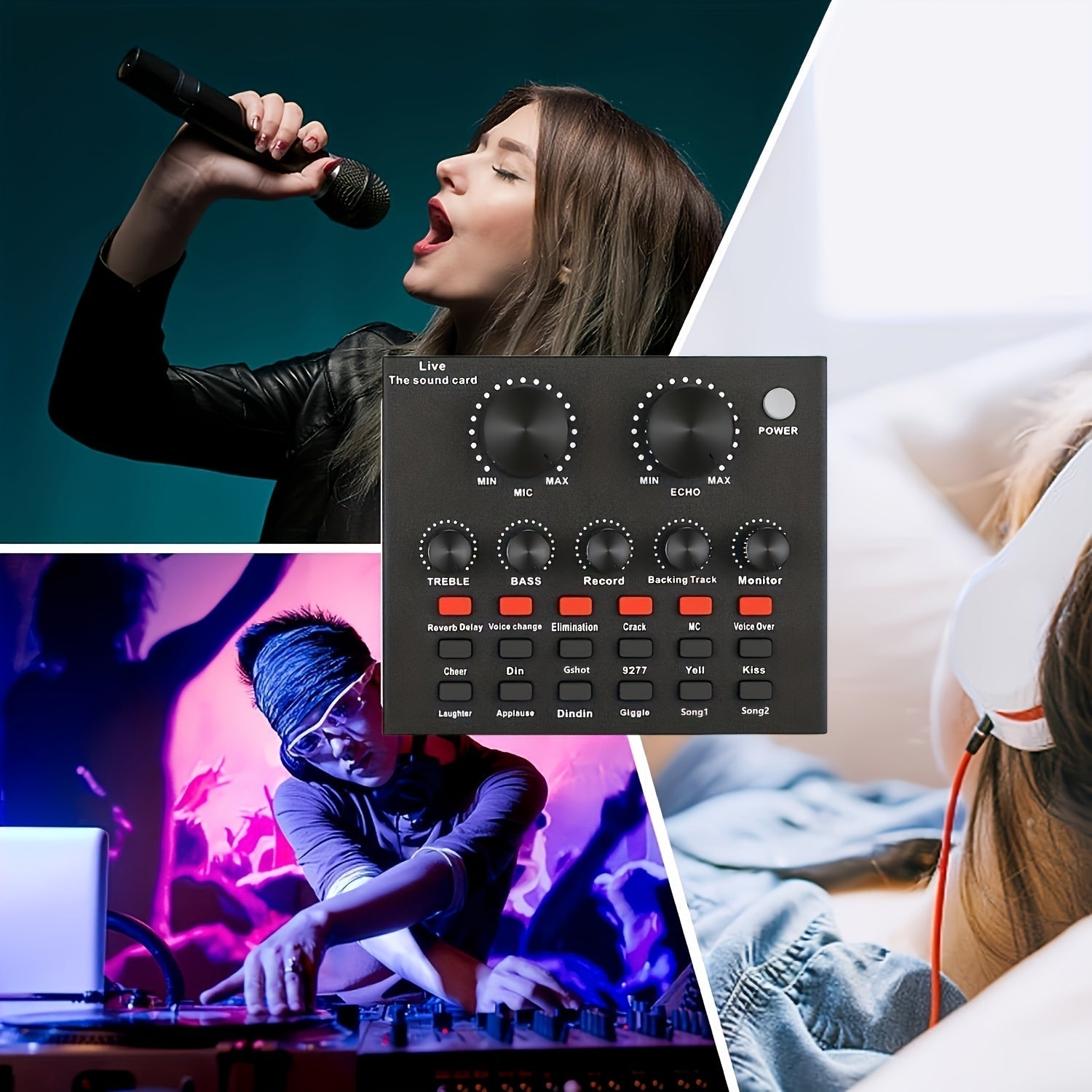 Kit completo de podcasting con micrófono BM800, tarjeta de sonido V8 y cambiador de voz, alimentado por USB o batería, ideal para grabar, cantar, transmitir en vivo y jugar, color negro