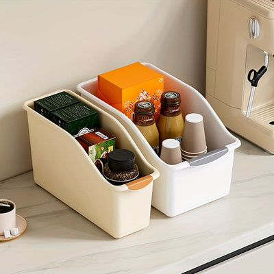 Juego de 2 cajas de almacenamiento plásticas multifuncionales, diseño curvo ideal para organización del hogar, perfectas para productos de limpieza y artículos esenciales del hogar, cajas, canastas y contenedores para organizar
