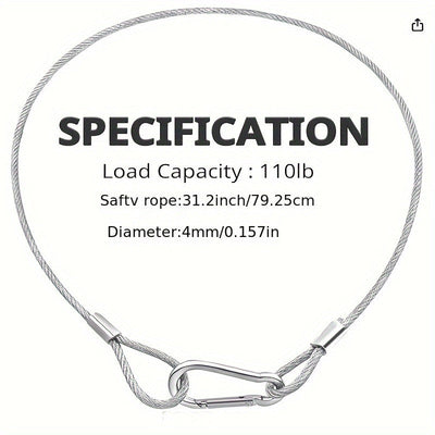 Cable de Seguridad de Acero Inoxidable Duradero - Cuerda Anticaída de 79.25cm para Luces de Fiesta y DJ, Iluminación de Escenario - Capacidad de Carga de 49.9 KG (Diámetro de 0.38cm)