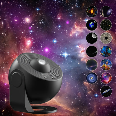 Lámpara de proyección de galaxia 13 en 1 - Proyector de estrellas de alta definición con 13 discos de película integrados, ideal para dormitorio, Día de San Valentín y decoración de bodas, alimentado por USB, no necesita baterías, función de luz nocturna