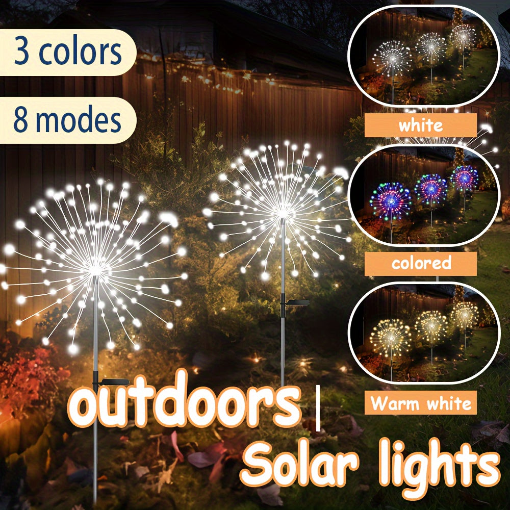 Lámparas solares LED XinXiaoWu con diseño de diente de león, 8 modos: blanco cálido, blanco frío y multicolor, para decoración de jardín, patio y caminos exteriores, luces festivas para jardín, iluminación ambiental, energía solar eficiente, mejores luce