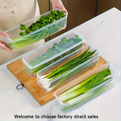 Juego de 6 contenedores plásticos para alimentos con tapa, recipientes rectangulares reutilizables para refrigerador, ideales para cebollas, cilantro, ajo, fideos, huevos, esenciales de cocina para lavar a mano