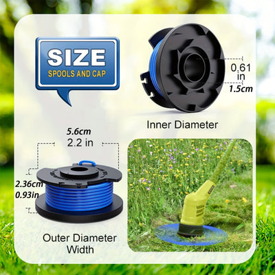 Línea de recortadora de hilo de 4 piezas compatible con Ryobi One + AC14RL3A, carretes de alimentación automática de 11 pies (3,4 mm)/0,065 pulgadas (1,65 mm), carrete de recortadora compatible con recortadoras inalámbricas Ryobi Weed Wacker de 18 V, 24