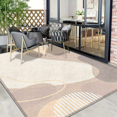 Alfombra de Terciopelo/853g/m² para Jardín, Sala de Juegos o Interior - Diseño Antideslizante y Ultra Suave en Crema Francesa, Lavable a Máquina, Ligera y Duradera, Decoración Contemporánea para Exteriores e Interiores, Accesorio para Mobiliario de Patio