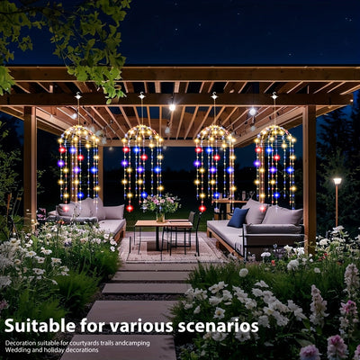 4 Conjuntos de Candelabros Decorativos para Exterior para Luces de Patio y Jardín, 265 Leds, Luces de Hadas, 8 Modos, Candelabros Solares para Patio, Paisaje, Parque, Fiesta, Tienda, Patio, Decoraciones de Árbol, Perfecto para Decoraciones de Día de la I