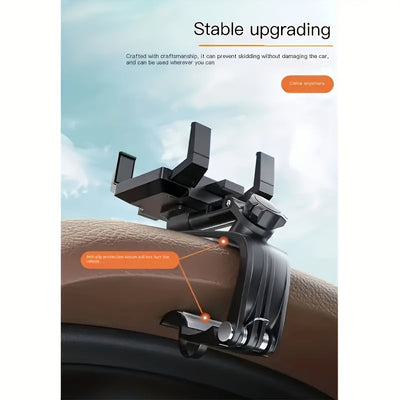 Soporte para Teléfono Móvil de Coche, Soporte Multifuncional para Salpicadero con Clip Ajustable 360°, Compatible con Smartphones de 3 a 17.78 cm