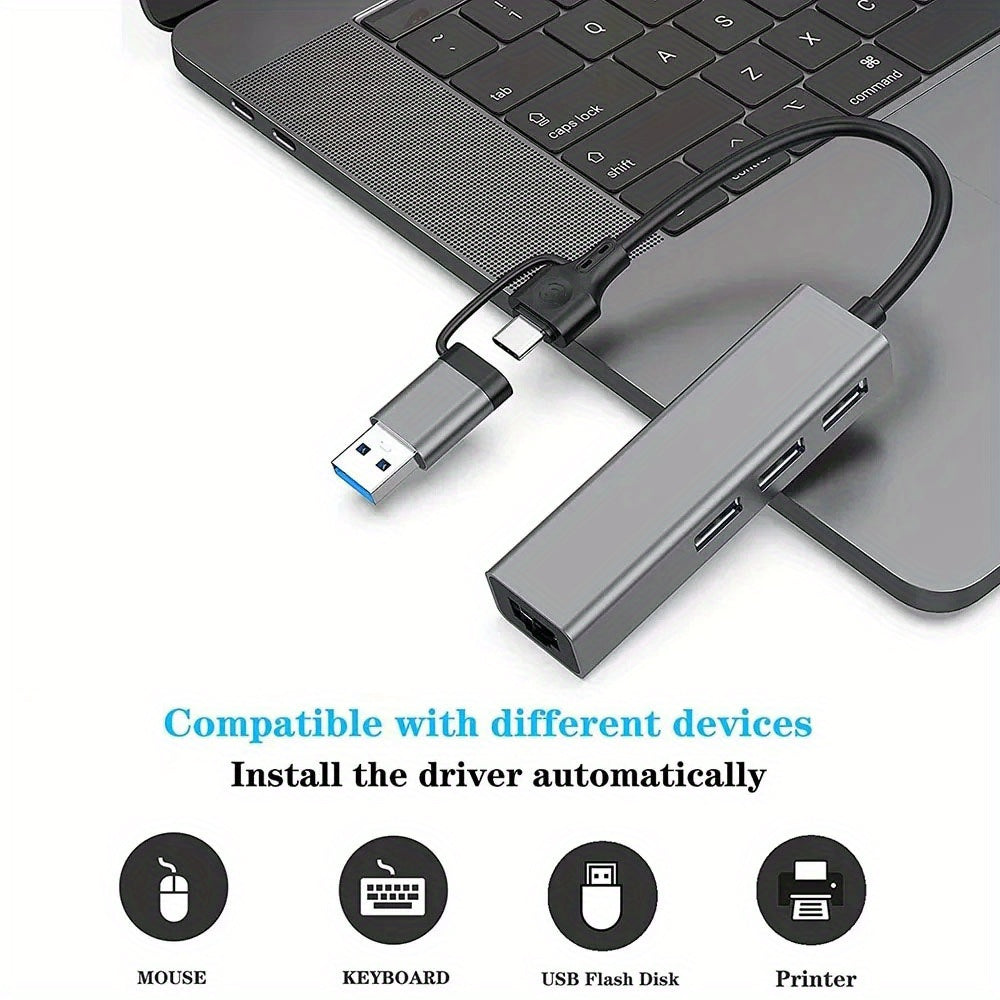 Adaptador de Tarjeta de Red Tipo C USB a RJ45 con Cable Ethernet LAN de 100Mbps para Nintendo Switch y Portátil Macbook, 1 pieza