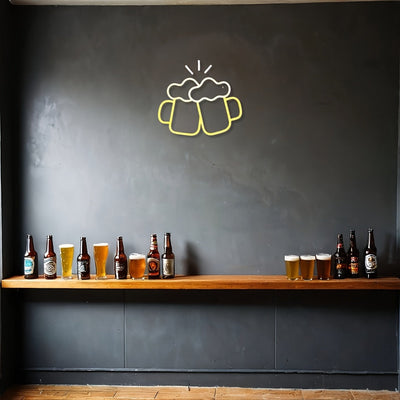 Letreros de neón de cerveza CTTNLS Letreros de neón de cerveza Luces de neón blancas amarillas Decoración de pared para decoración de pared de bar en casa Luz de neón LED Cueva para hombres Bar Discoteca Playa Diseño de tienda Decoración para fiestas nav