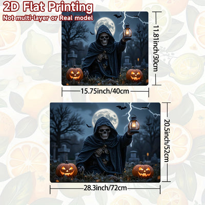 1pc Protector de Estufa para Halloween - Esqueleto con Capucha, Calabazas de Jack-O'-Lanterns, Cocina a Gas/Inducción, Lavadora, Secadora - Resistente a Arañazos y Calor - Cubierta Fácil de Limpiar para Decoración de Halloween - Apto también para Estufas