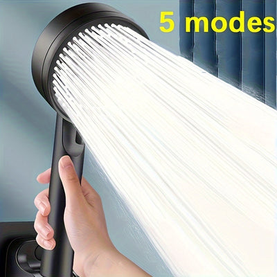 Cabezal de ducha rectangular de alta presión con 5 modos ajustables - Cabezal de plástico duradero con instalación por inserción, múltiples configuraciones de rociado para una experiencia relajante, accesorio ideal para baño, diseño moderno, flujo de agu