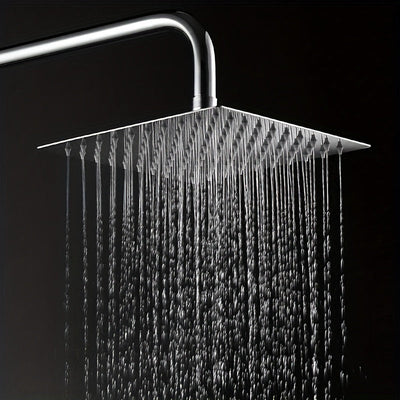 Rociador de Ducha de Acero Inoxidable Lujoso - Cabezal Cuadrado Grande Montado en la Pared, Chorro de Alta Presión para la Elegancia y Confort Último en el Baño, Accesorios de Ducha, Decoración de Regalo de Navidad/Halloween