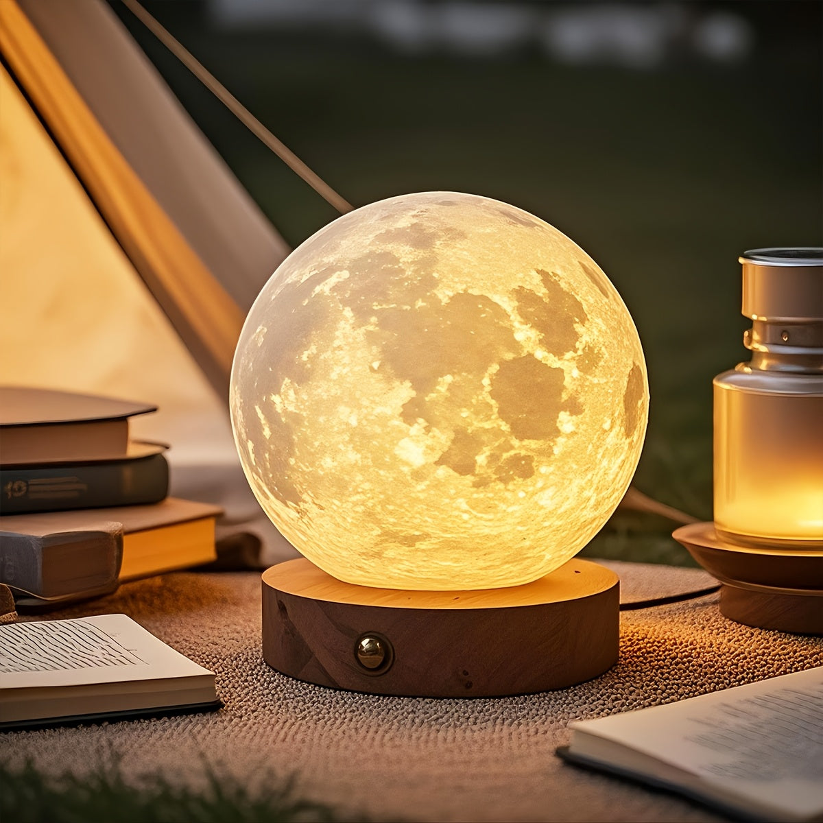 1 pieza de lámpara de mesa decorativa de luna nueva, regalo creativo, luz ambiental, luz nocturna cálida USB para dormitorio romántico, luces de tres colores y luces coloridas, dos especificaciones, efecto de luz suave, protección ocular, adornos de form
